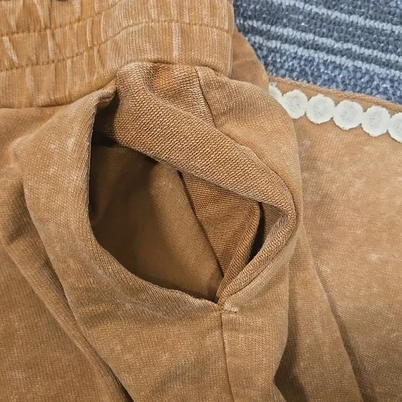 Umgee Peace Lace Applique Mineral Wash Wide Leg Pants-Size Large - Picture 7 of 16